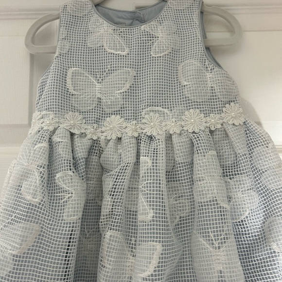 🍭Toddler occasion dress. Elegant Butterfly overlay with light blue lining 2T - Picture 8 of 10